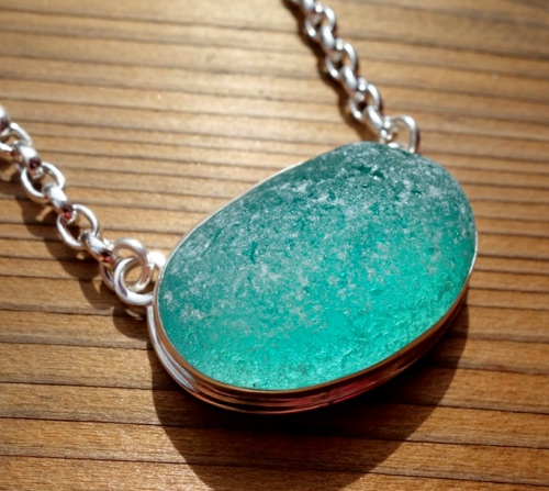 Rare red genuine sea glass necklace