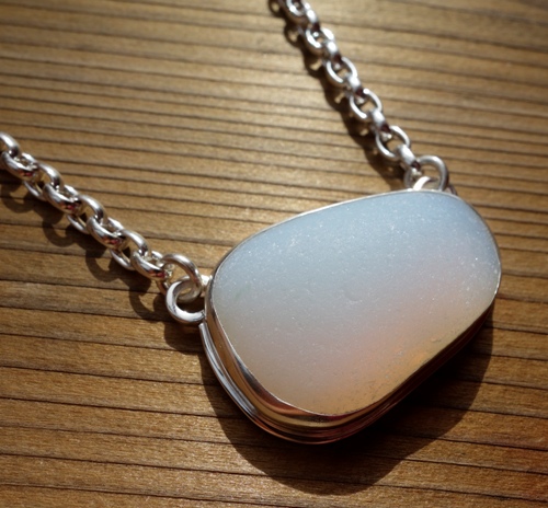 sterling silver sea glass necklace