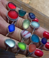 Our sea glass rings